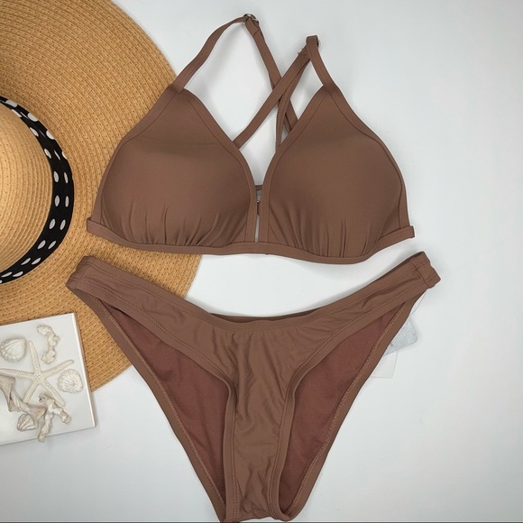 NEW VYB Swim Molded Cup Triangle Bra & High Waist High Leg Bottoms Bikini - Picture 14 of 15